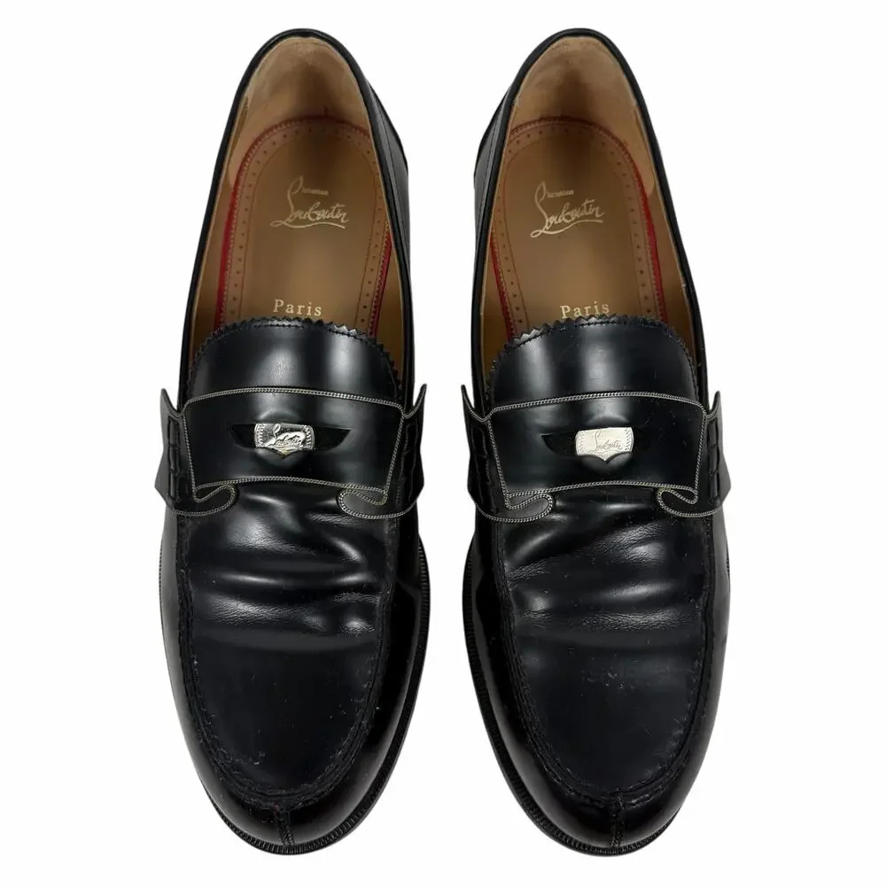 Christian Louboutin Monono Leather Penny Loafer Black Size 45